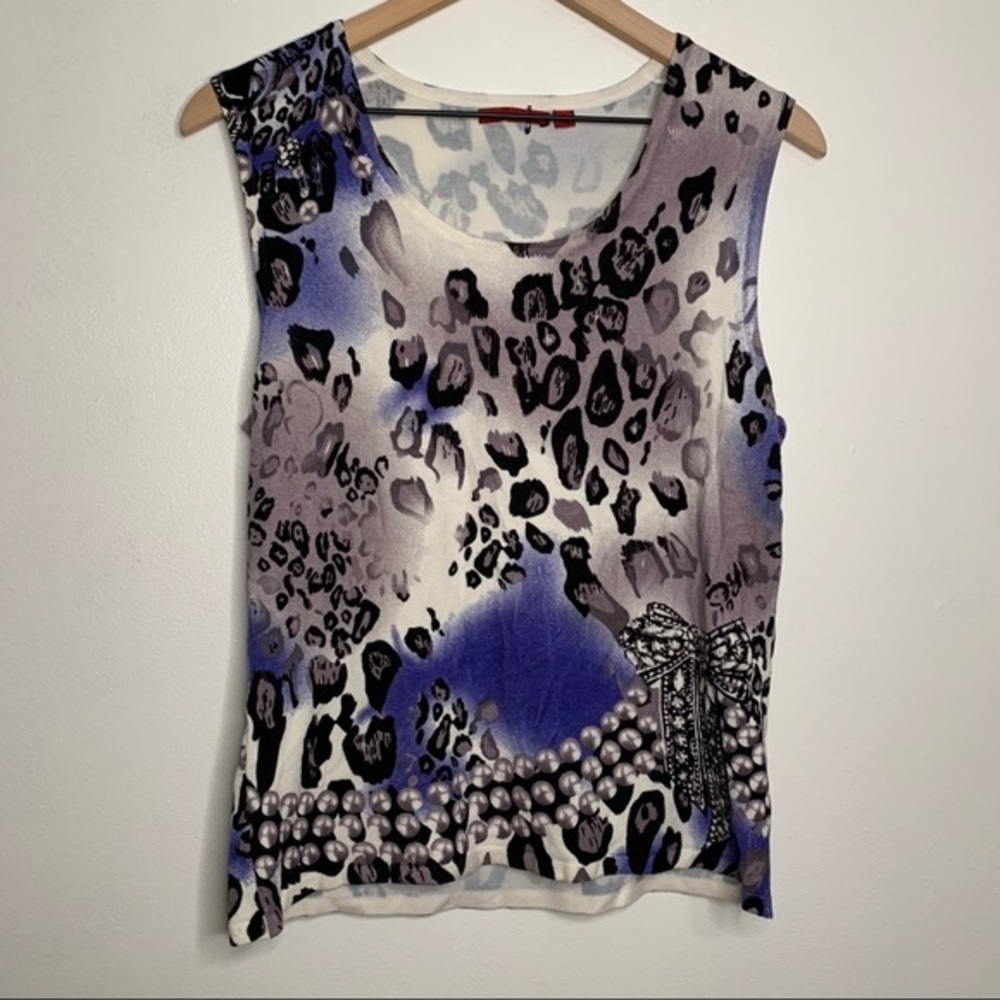 Red by BKE Purple Abstract Leopard Print Blouse